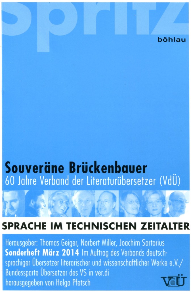 Umschlag des Jubiläumsbandes „Souveräne Brückenbauer - 60 Verband der Literaturübersetzer“
