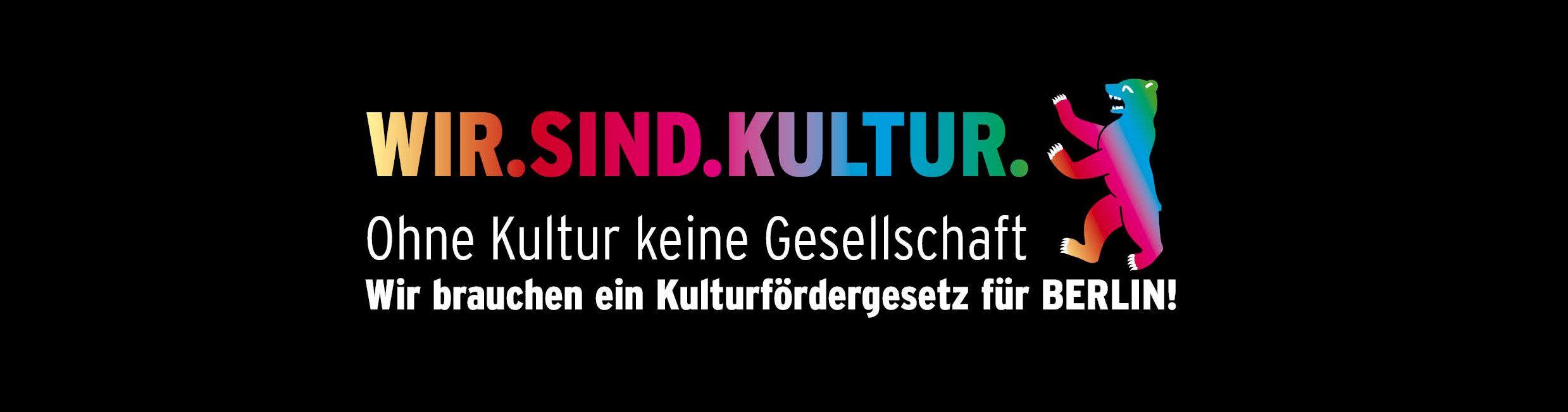 Das Logo der Initiative „Wir sind Kultur“ auch schwarzem Grund